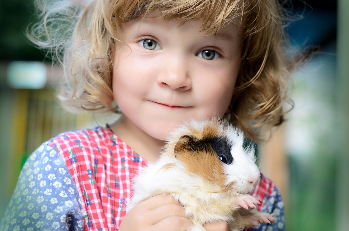 Mädchen mit einem Hamster in der Hand